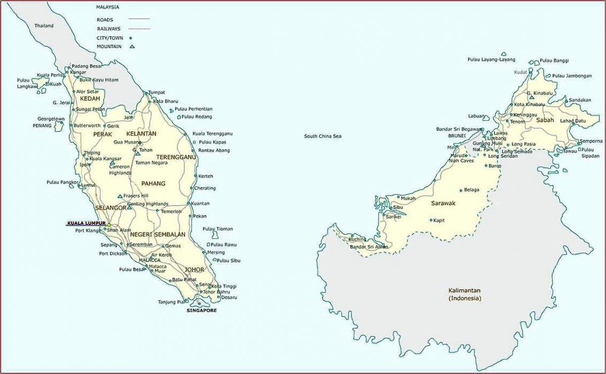 chi tiết và bản đồ của malaysia