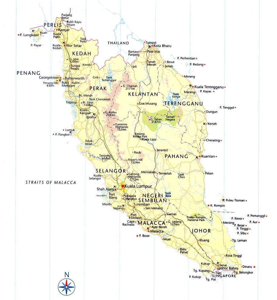 malaysia đường hướng bản đồ