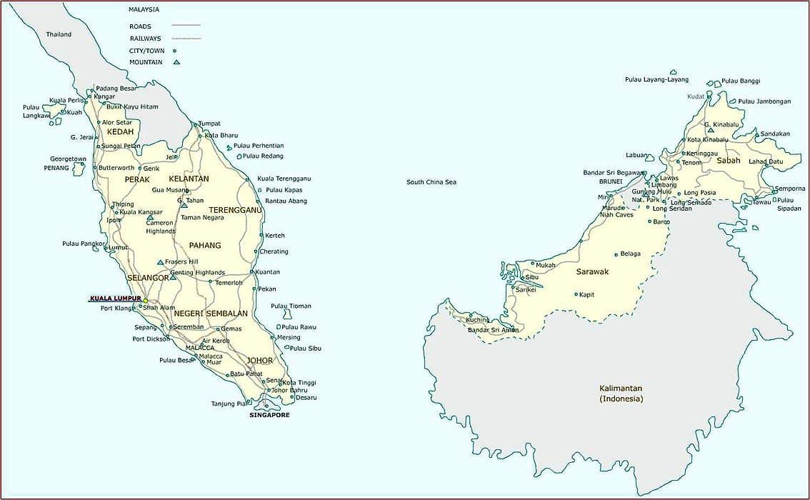 chi tiết và bản đồ của malaysia