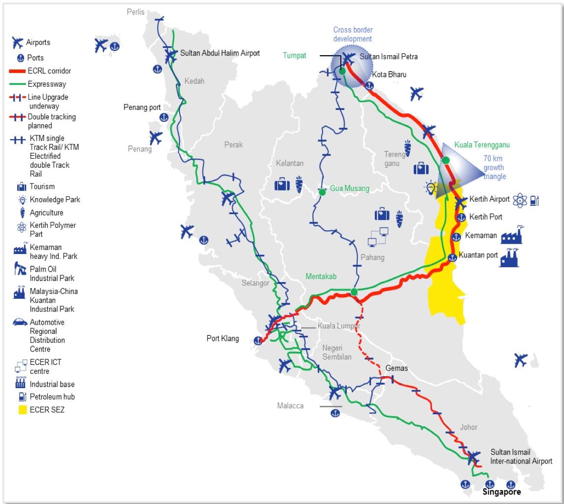 bản đồ của bờ biển phía đông malaysia