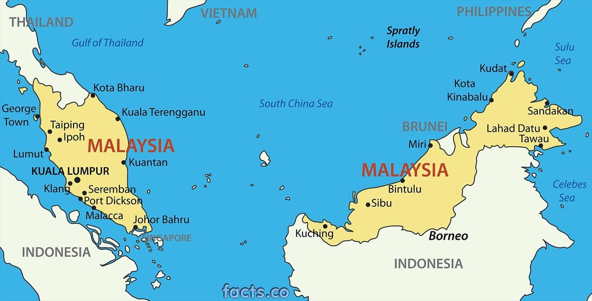 một bản đồ của malaysia