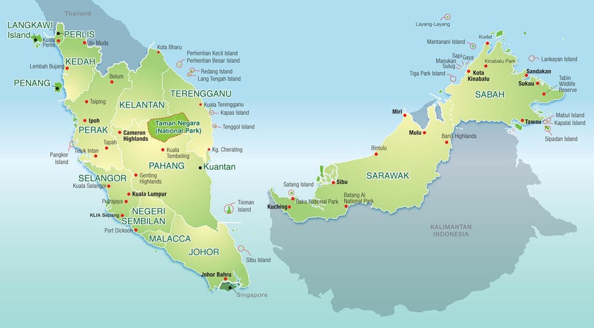 bản đồ của malaysia núi