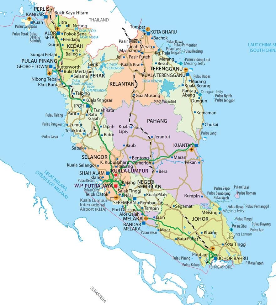 penisular malaysia bản đồ