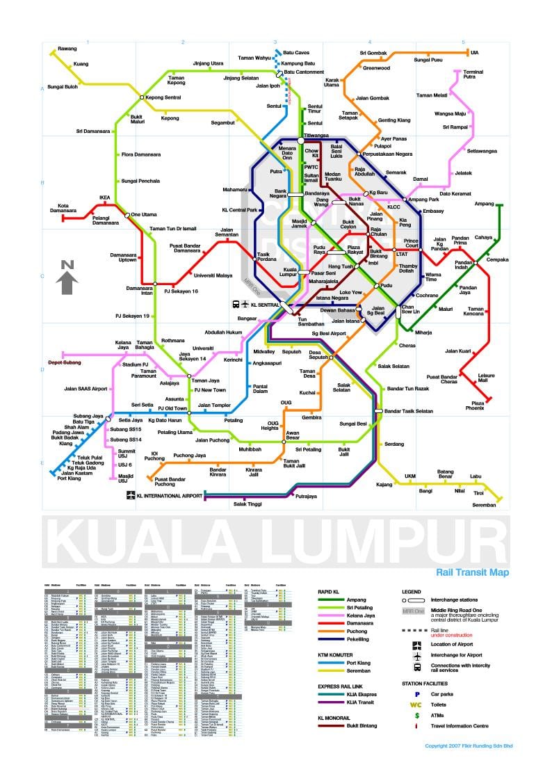 đường tàu điện ngầm 3 bản đồ đường malaysia