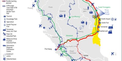 Bản đồ của bờ biển phía đông malaysia
